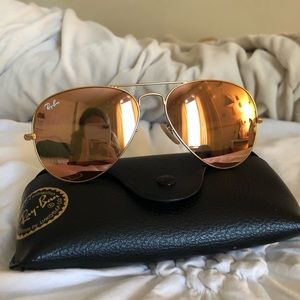 Authentic Pink Reflecting Aviator Ray Bans